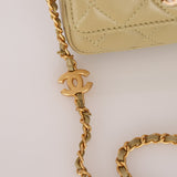 Chanel 2023 Lambskin Pistachio Coco Hearts Cardholder on Chain - FashioNica