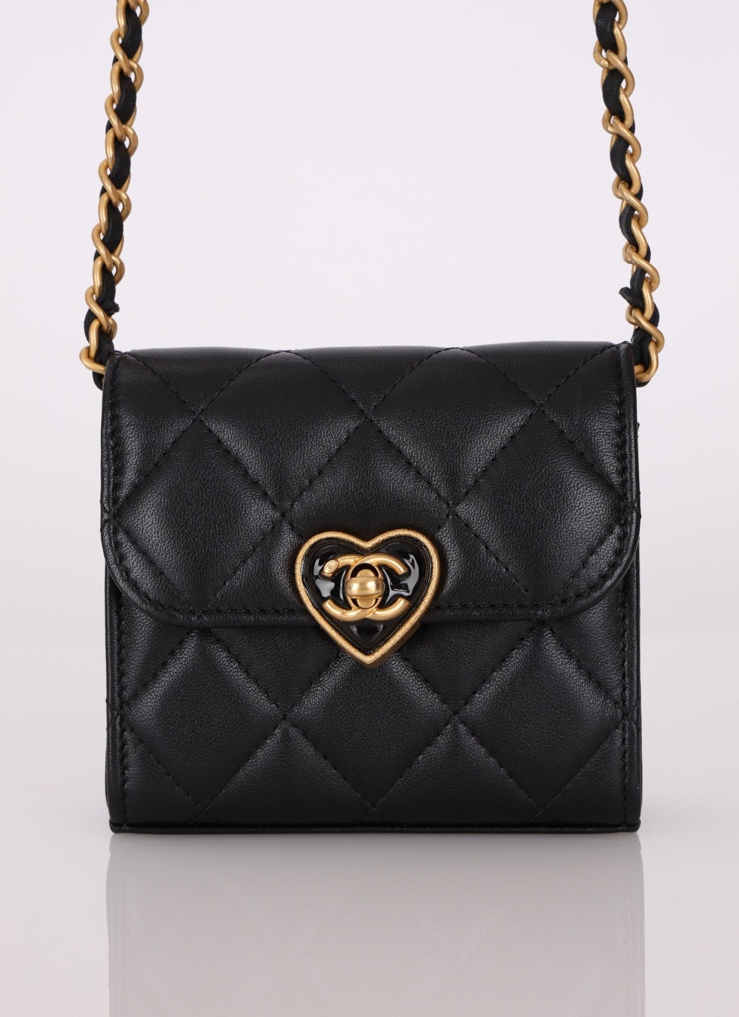 Chanel 2023 Lambskin & Plexiglass Heart Turnlock Coco Love Flap - FashioNica