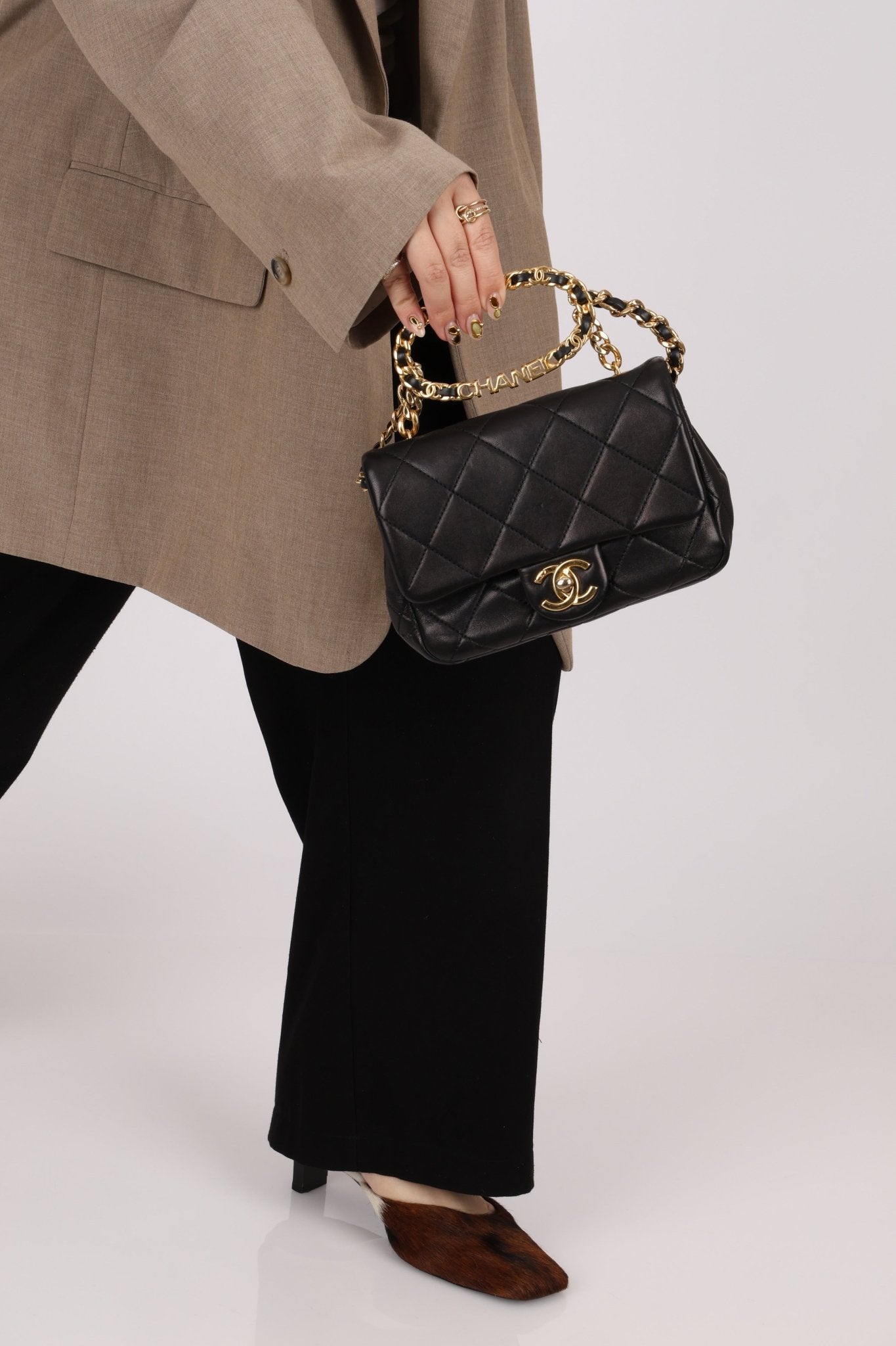 Chanel 2023 Lambskin Top Handle Mini Flap - FashioNica