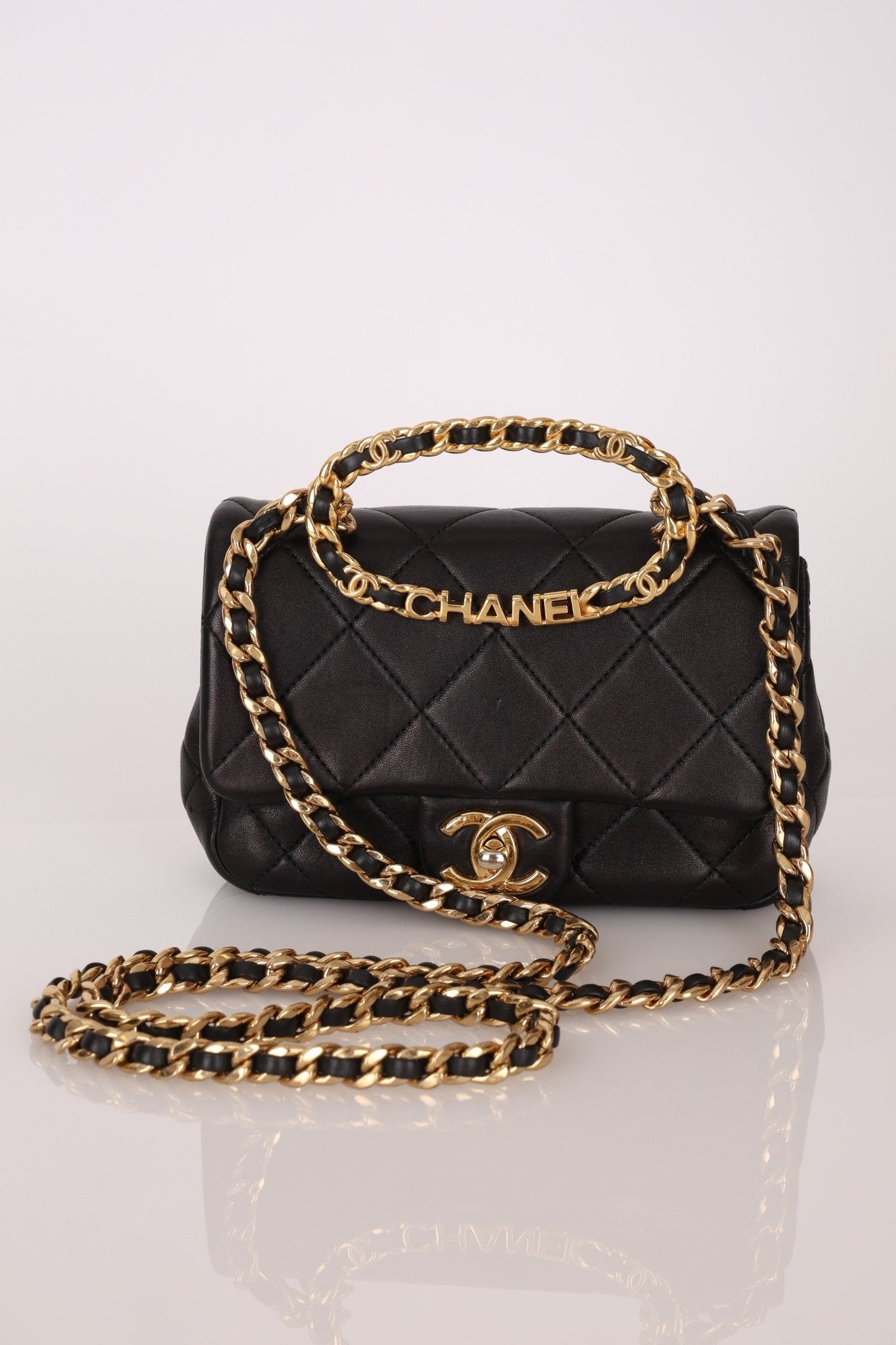 Chanel 2023 Lambskin Top Handle Mini Flap - FashioNica