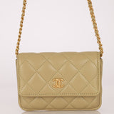 Chanel 2023 Matcha Lambskin Coco Cardholder on Chain - FashioNica