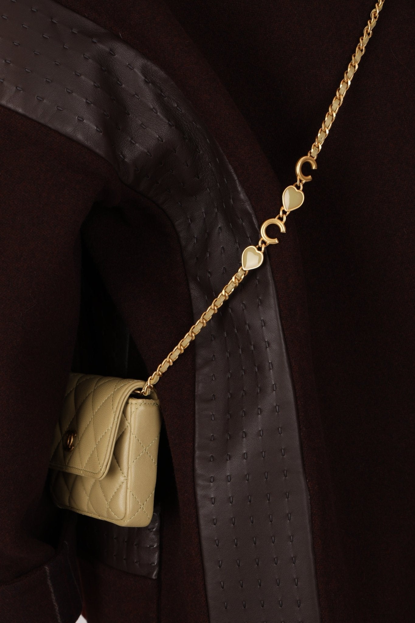 Chanel 2023 Matcha Lambskin Coco Cardholder on Chain - FashioNica