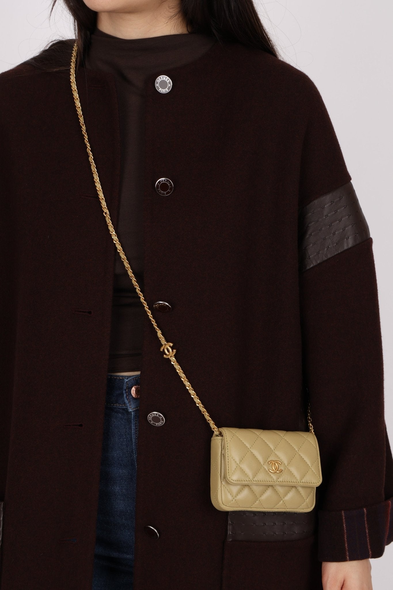 Chanel 2023 Matcha Lambskin Coco Cardholder on Chain - FashioNica