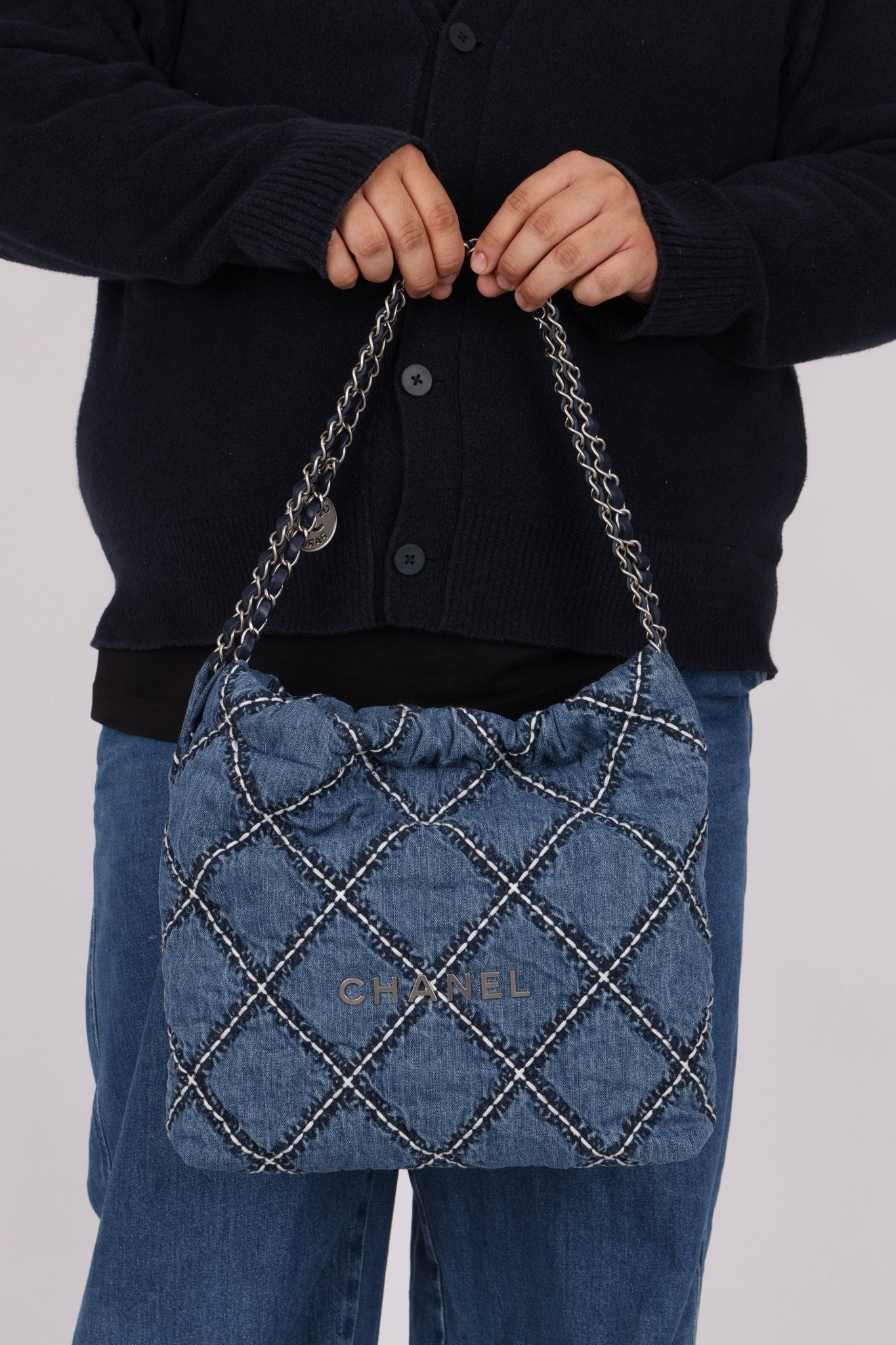Chanel 2023 Small Denim 22 Shoulder Bag - FashioNica