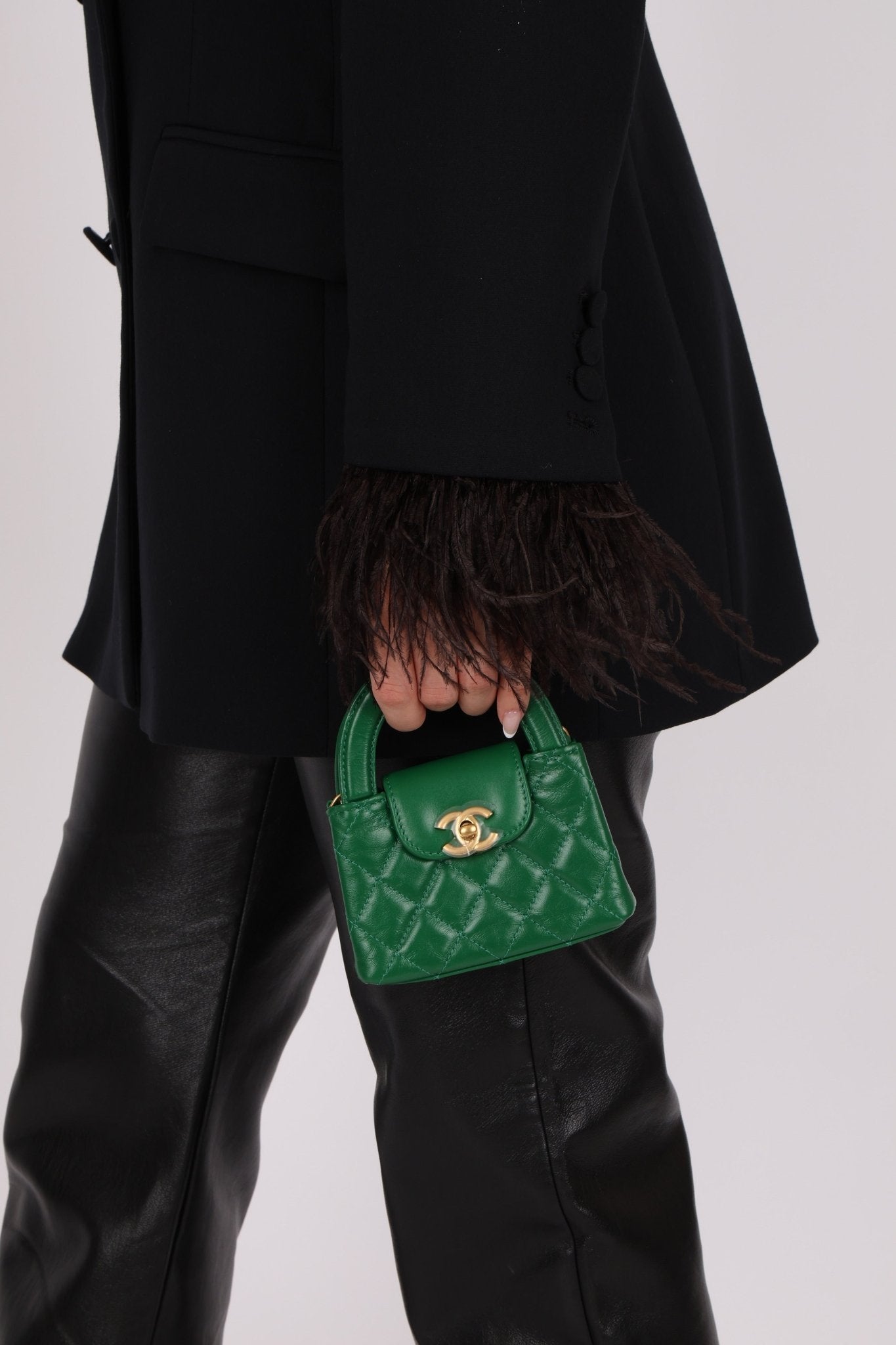 Chanel 2024 Emerald Green Mini Nano Kelly Shopper Bag - FashioNica