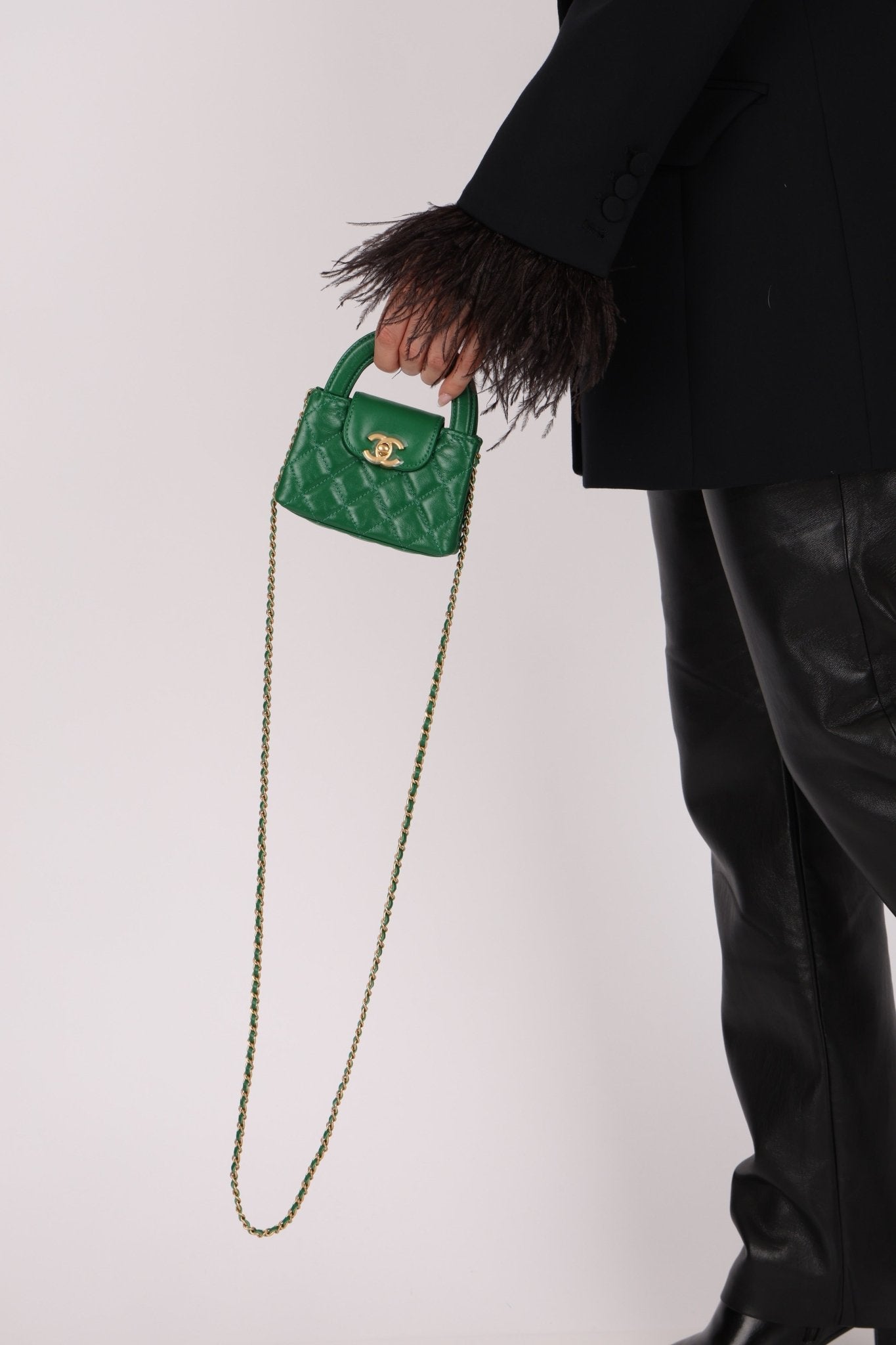 Chanel 2024 Emerald Green Mini Nano Kelly Shopper Bag - FashioNica