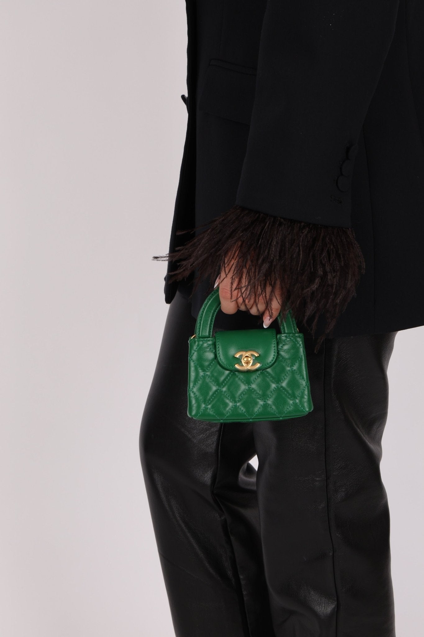 Chanel 2024 Emerald Green Mini Nano Kelly Shopper Bag - FashioNica