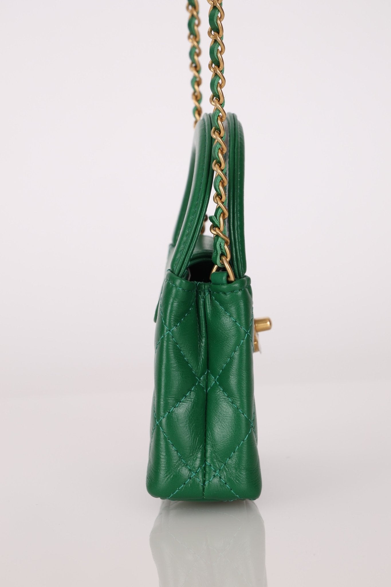 Chanel 2024 Emerald Green Mini Nano Kelly Shopper Bag - FashioNica