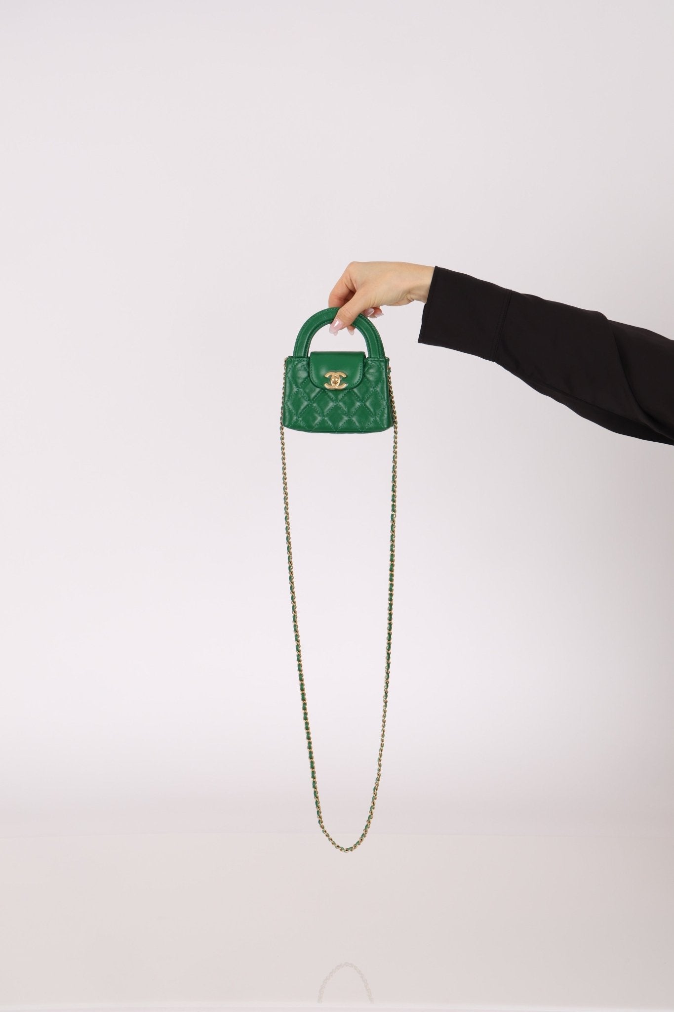 Chanel 2024 Emerald Green Mini Nano Kelly Shopper Bag - FashioNica
