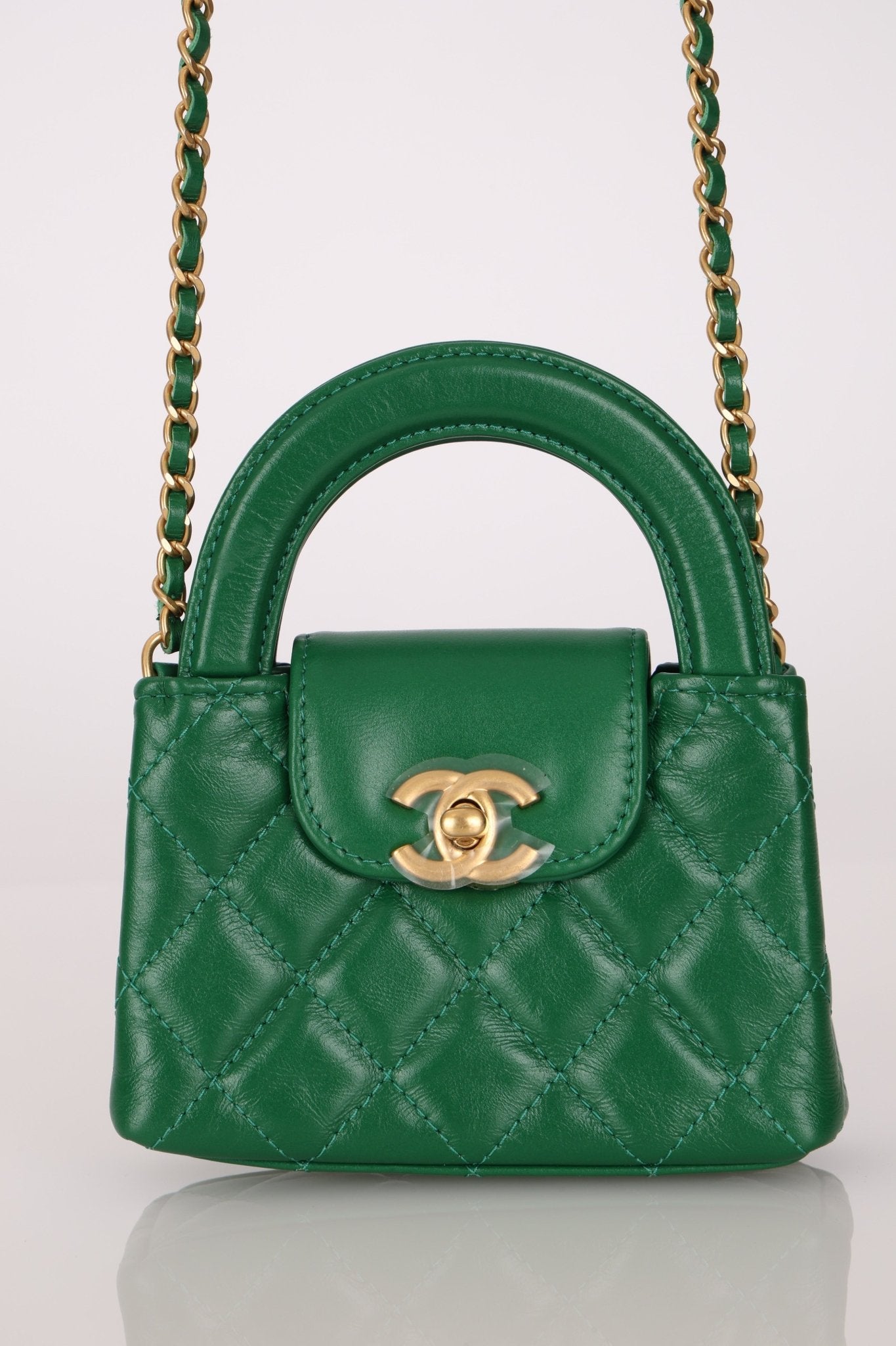 Chanel 2024 Emerald Green Mini Nano Kelly Shopper Bag - FashioNica