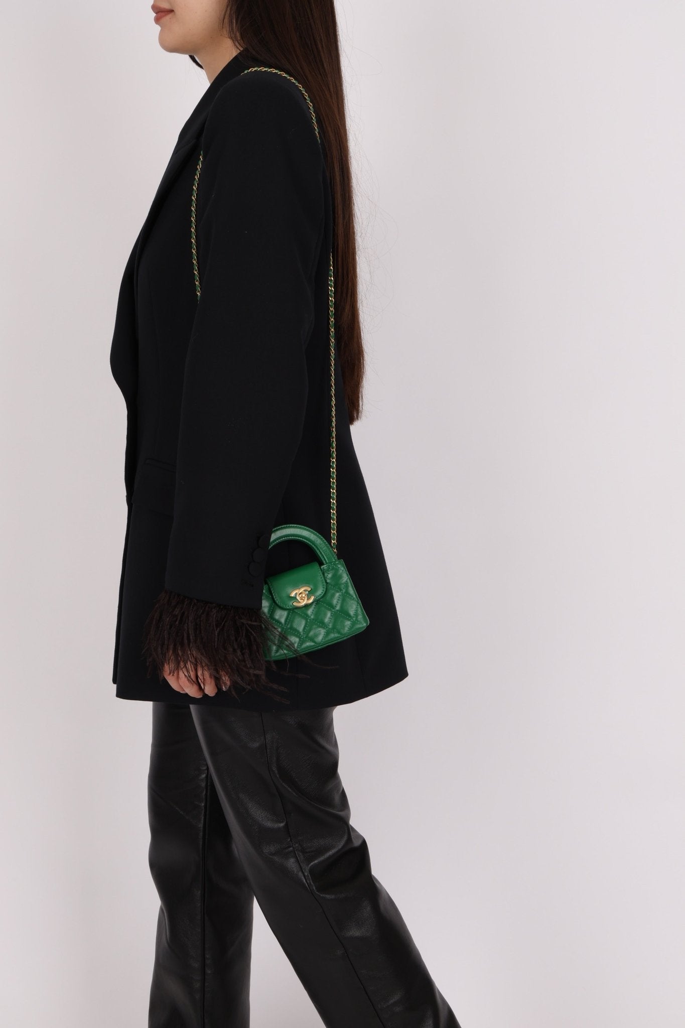 Chanel 2024 Emerald Green Mini Nano Kelly Shopper Bag - FashioNica