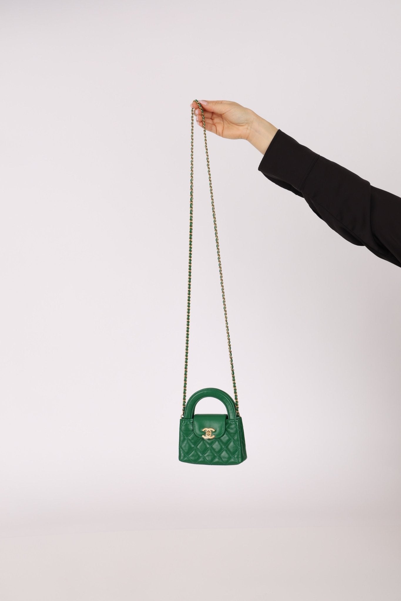 Chanel 2024 Emerald Green Mini Nano Kelly Shopper Bag - FashioNica