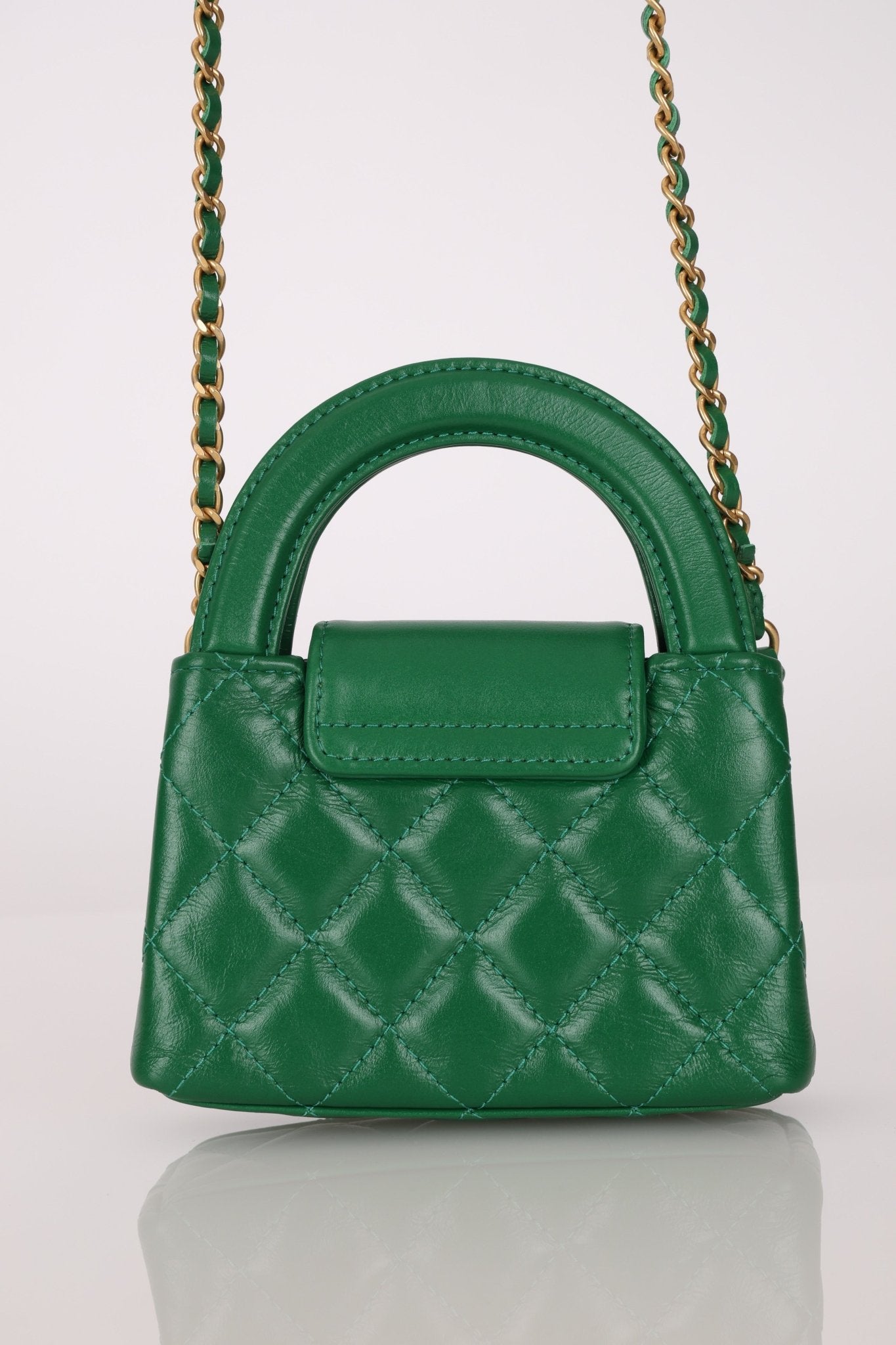 Chanel 2024 Emerald Green Mini Nano Kelly Shopper Bag - FashioNica