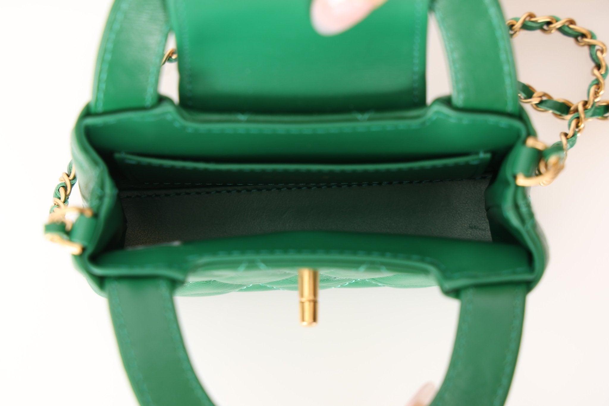 Chanel 2024 Emerald Green Mini Nano Kelly Shopper Bag - FashioNica