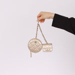 Chanel 2024 Gold Metallic Duo Coin Pouch - FashioNica
