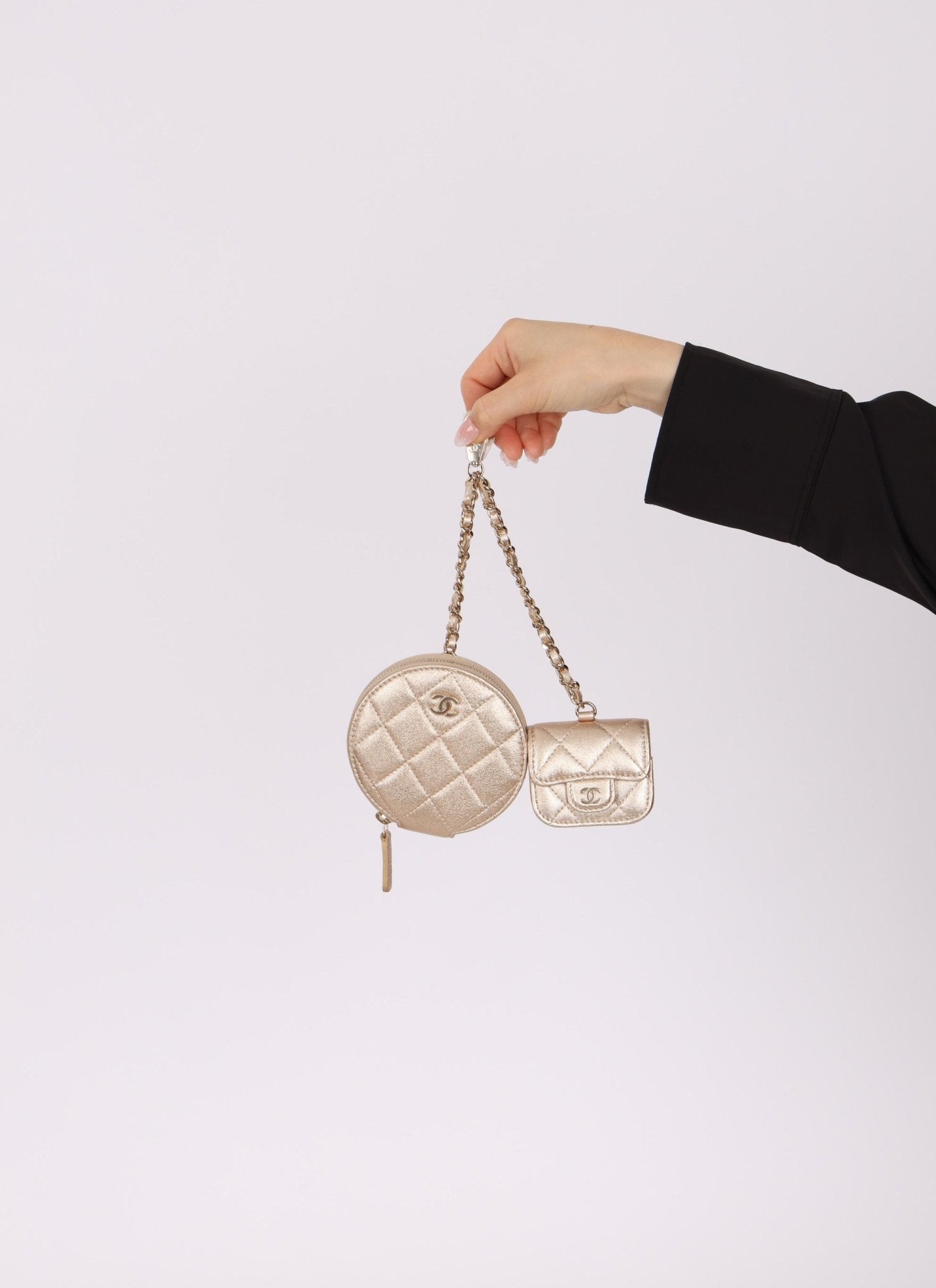 Chanel 2024 Gold Metallic Duo Coin Pouch - FashioNica