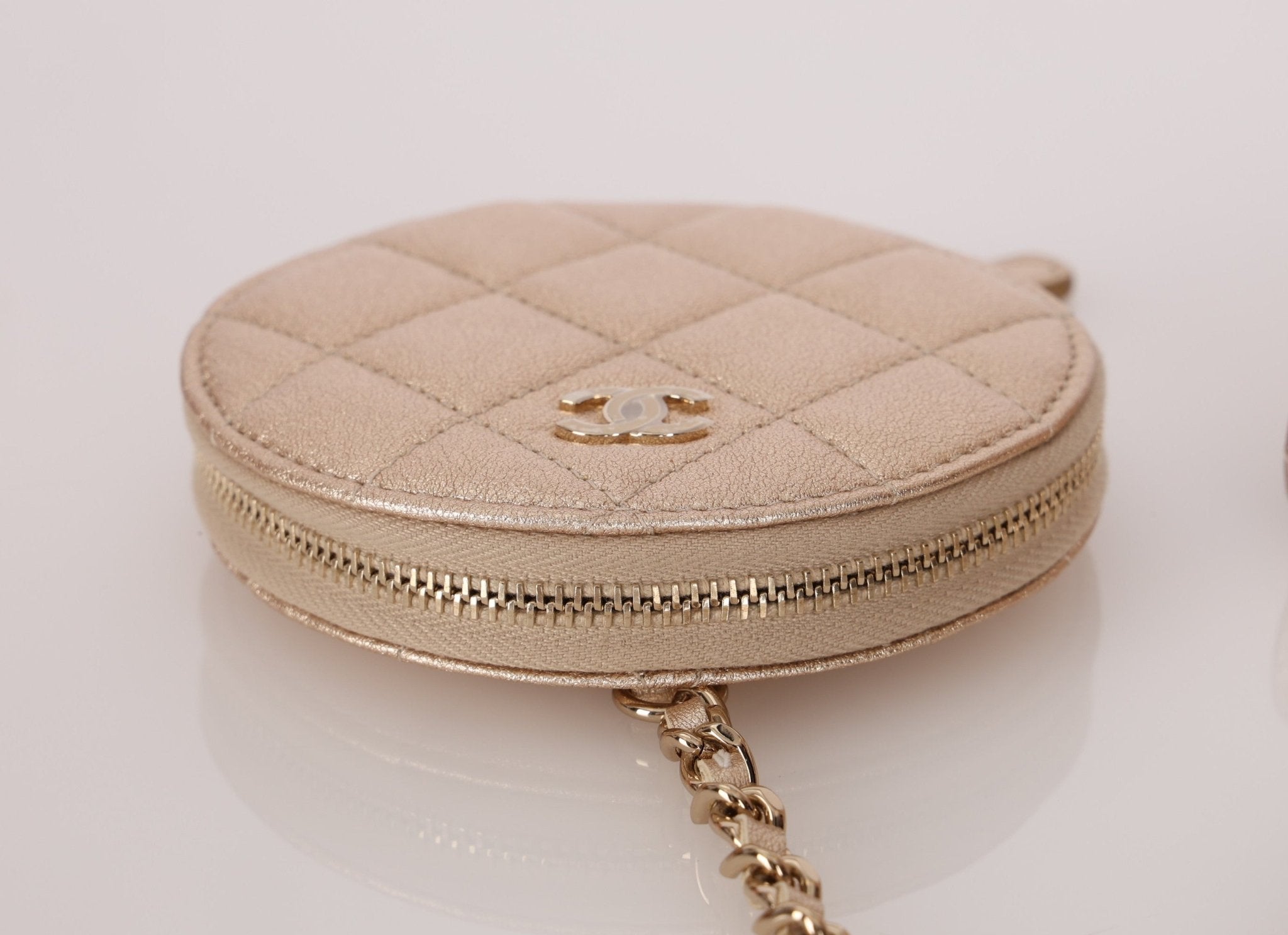 Chanel 2024 Gold Metallic Duo Coin Pouch - FashioNica