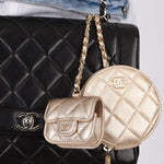 Chanel 2024 Gold Metallic Duo Coin Pouch - FashioNica