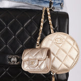 Chanel 2024 Gold Metallic Duo Coin Pouch - FashioNica
