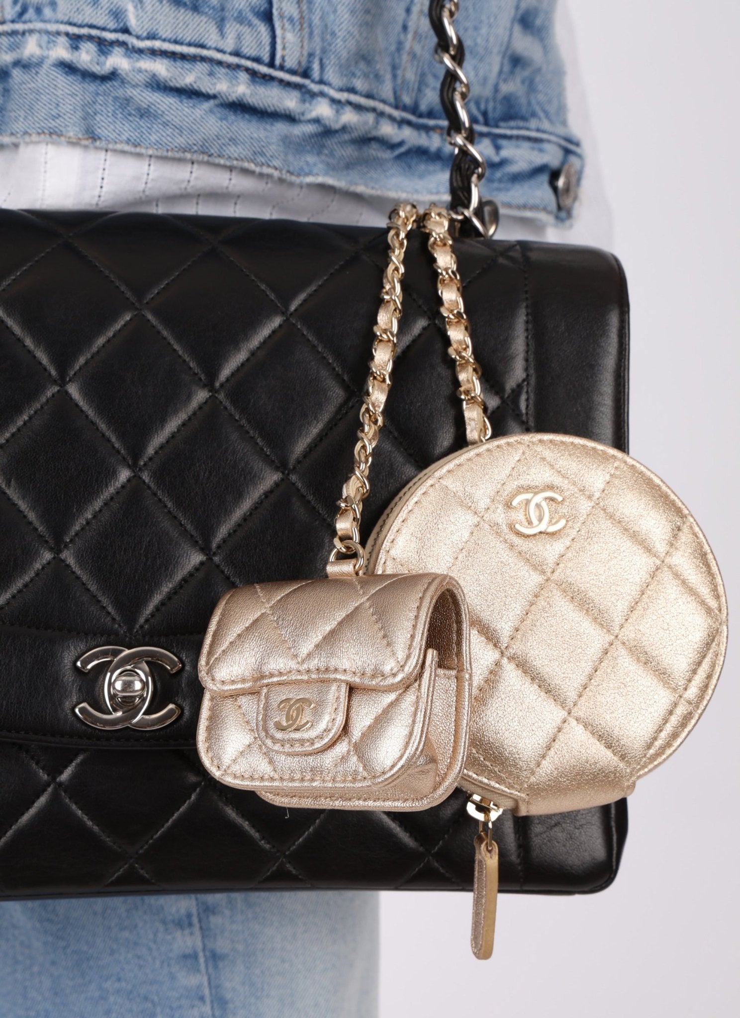 Chanel 2024 Gold Metallic Duo Coin Pouch - FashioNica