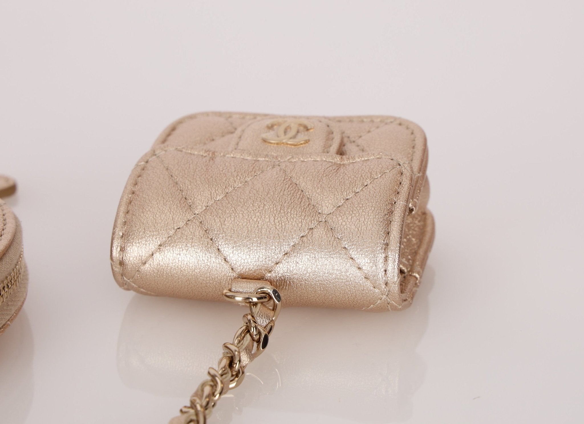 Chanel 2024 Gold Metallic Duo Coin Pouch - FashioNica