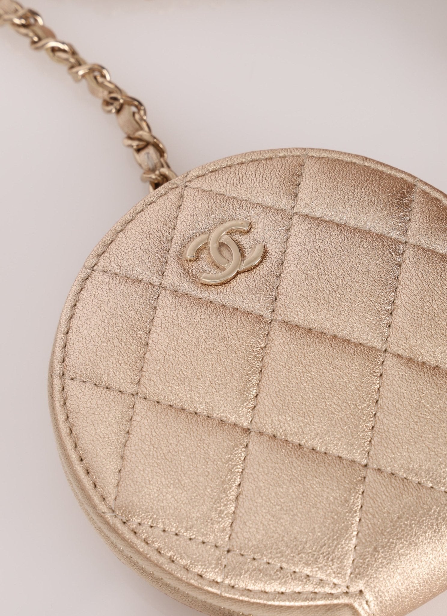 Chanel 2024 Gold Metallic Duo Coin Pouch - FashioNica