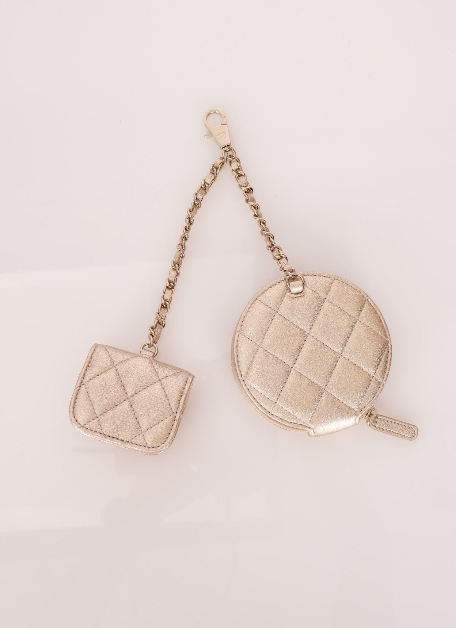 Chanel 2024 Gold Metallic Duo Coin Pouch - FashioNica