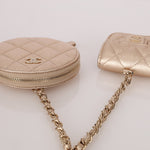 Chanel 2024 Gold Metallic Duo Coin Pouch - FashioNica