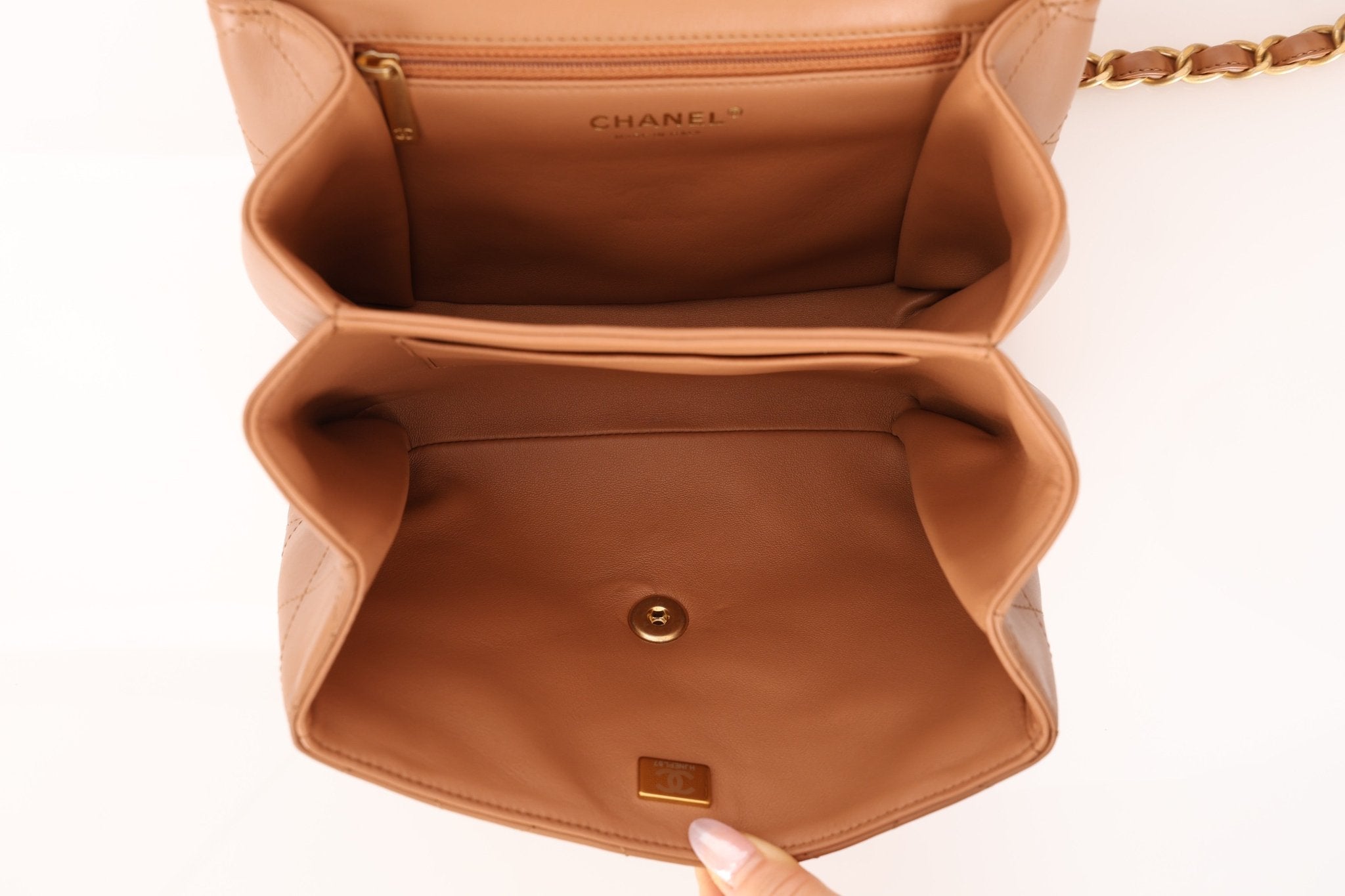 Chanel 2024 Tan Calfskin Envelope Chain Flap Bag - FashioNica