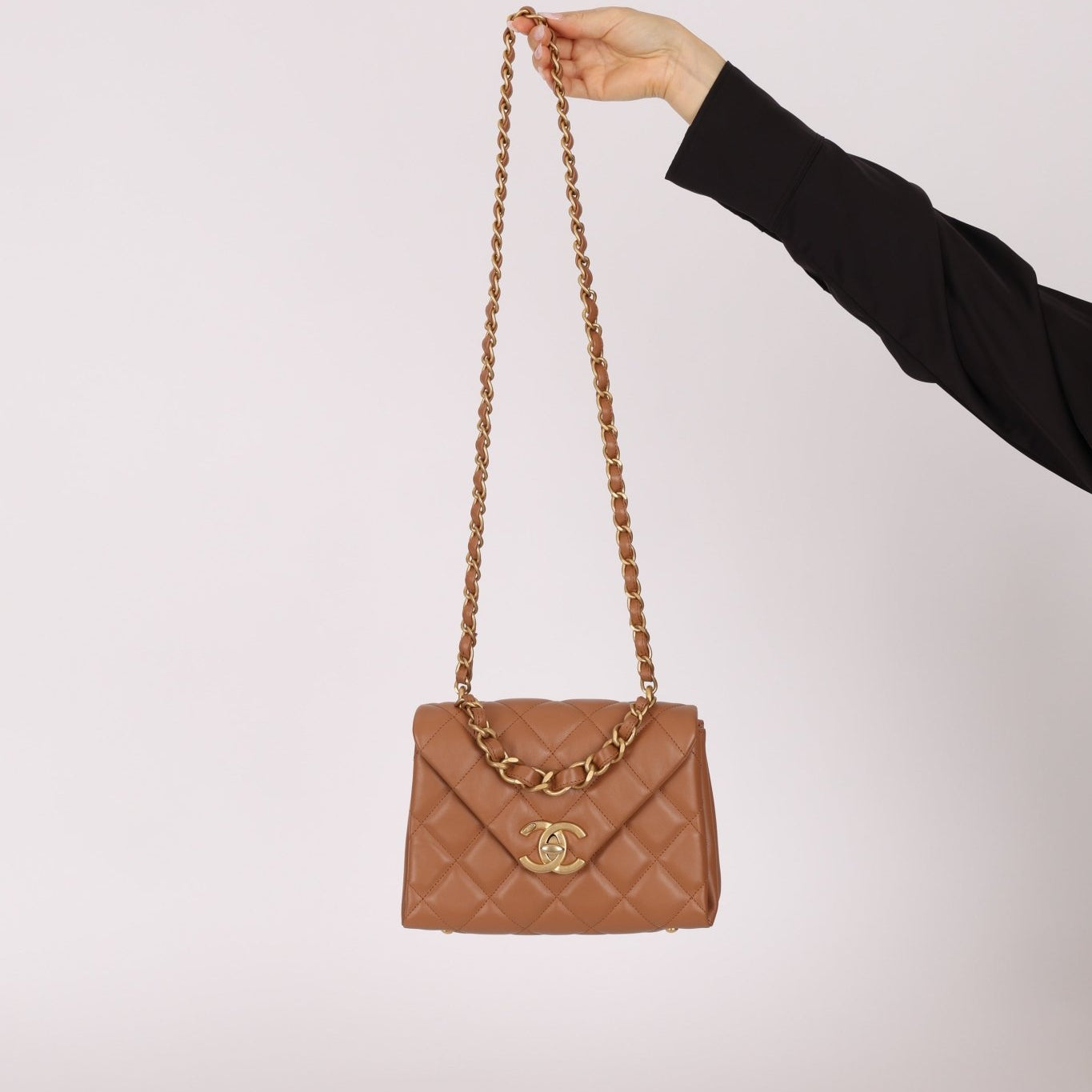 Chanel 2024 Tan Calfskin Envelope Chain Flap Bag - FashioNica