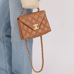 Chanel 2024 Tan Calfskin Envelope Chain Flap Bag - FashioNica