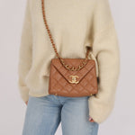 Chanel 2024 Tan Calfskin Envelope Chain Flap Bag - FashioNica