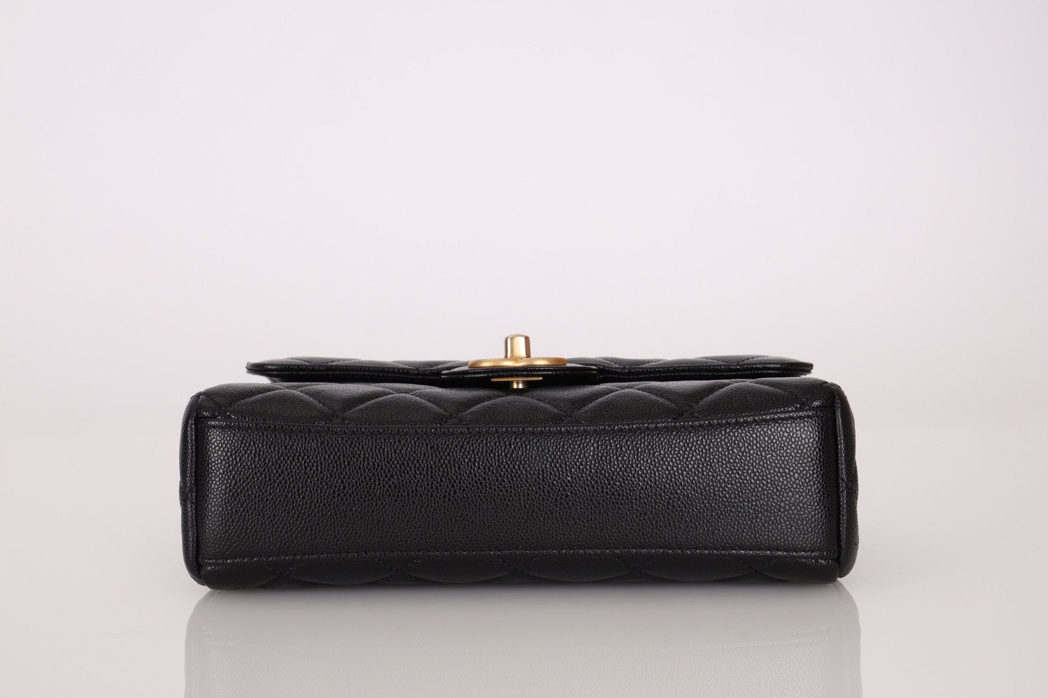 Chanel 2025 Caviar Chain Top Handle Turnlock Mini Flap - FashioNica