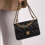 Chanel 2025 Caviar Chain Top Handle Turnlock Mini Flap - FashioNica