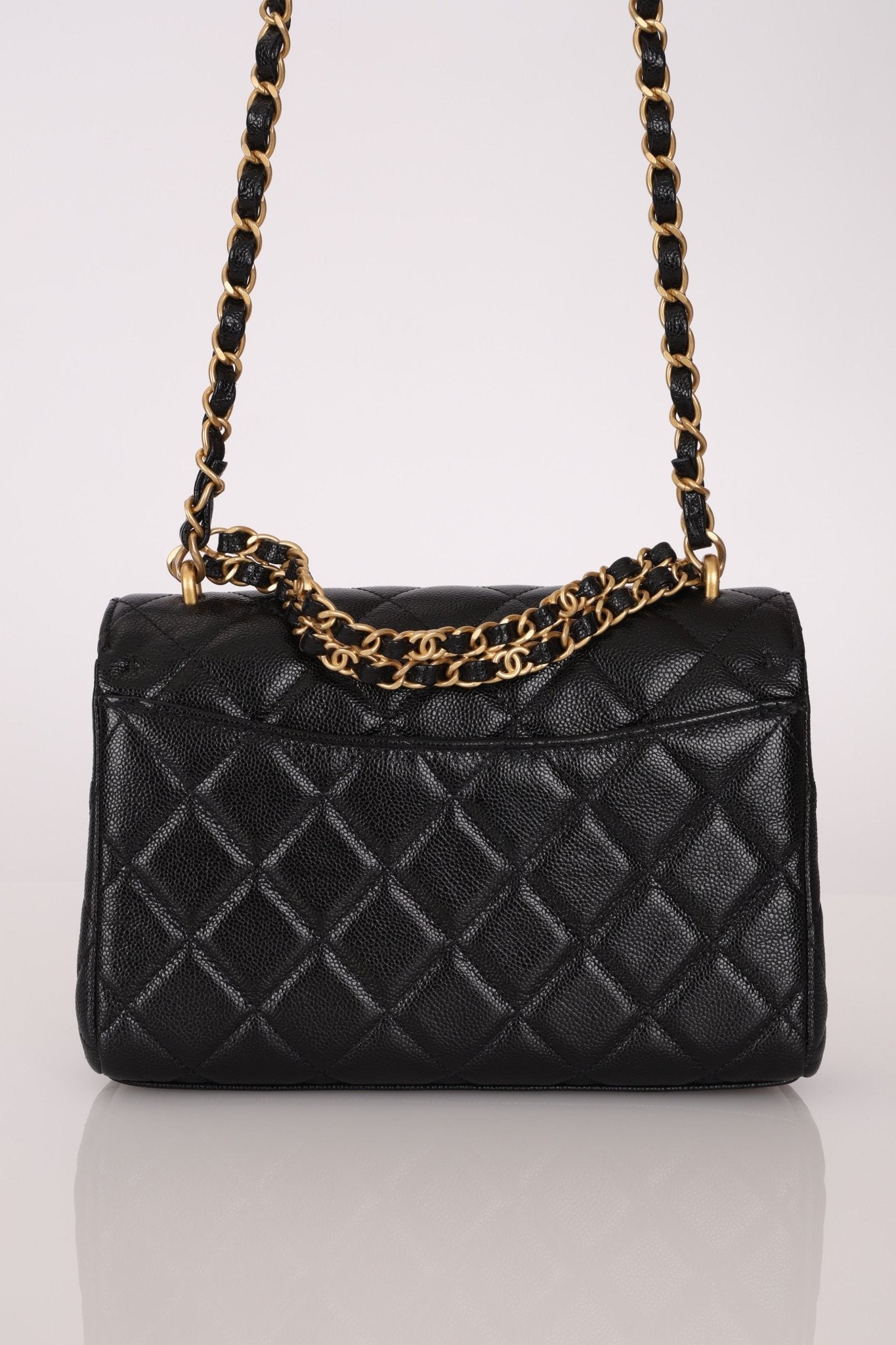 Chanel 2025 Caviar Chain Top Handle Turnlock Mini Flap - FashioNica