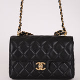 Chanel 2025 Caviar Chain Top Handle Turnlock Mini Flap - FashioNica