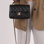 Chanel 2025 Caviar Chain Top Handle Turnlock Mini Flap - FashioNica