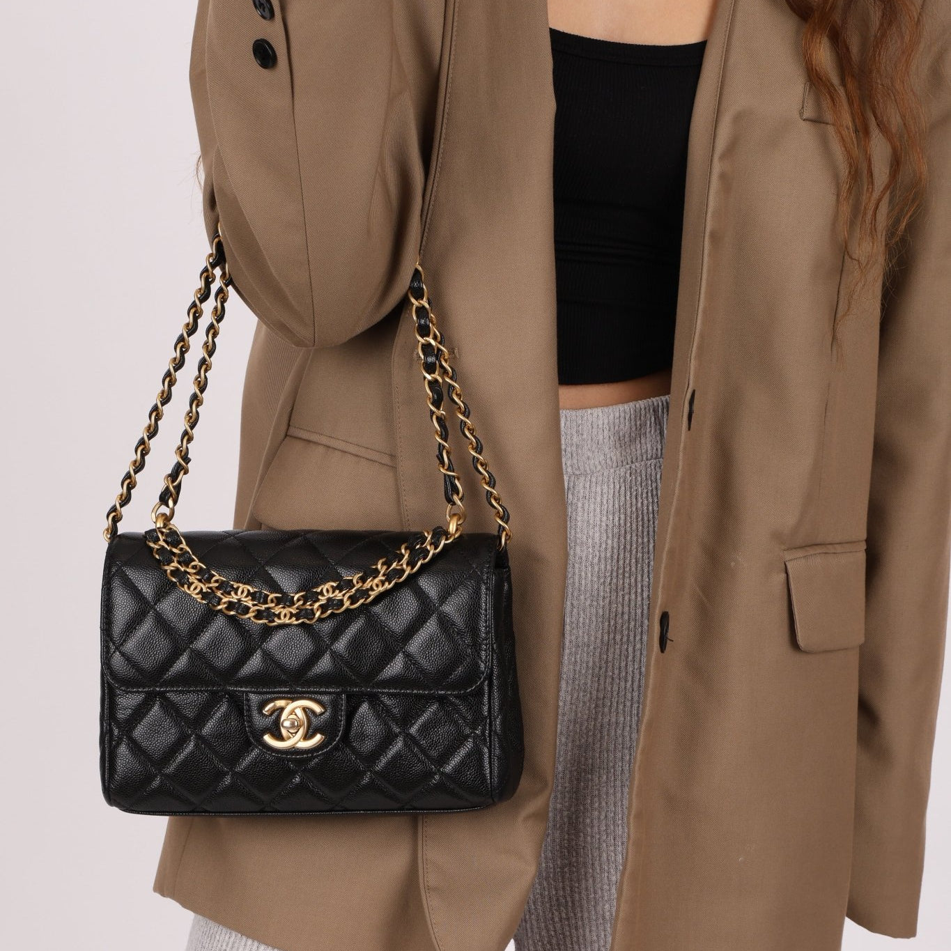 Chanel 2025 Caviar Chain Top Handle Turnlock Mini Flap - FashioNica