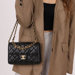 Chanel 2025 Caviar Chain Top Handle Turnlock Mini Flap - FashioNica