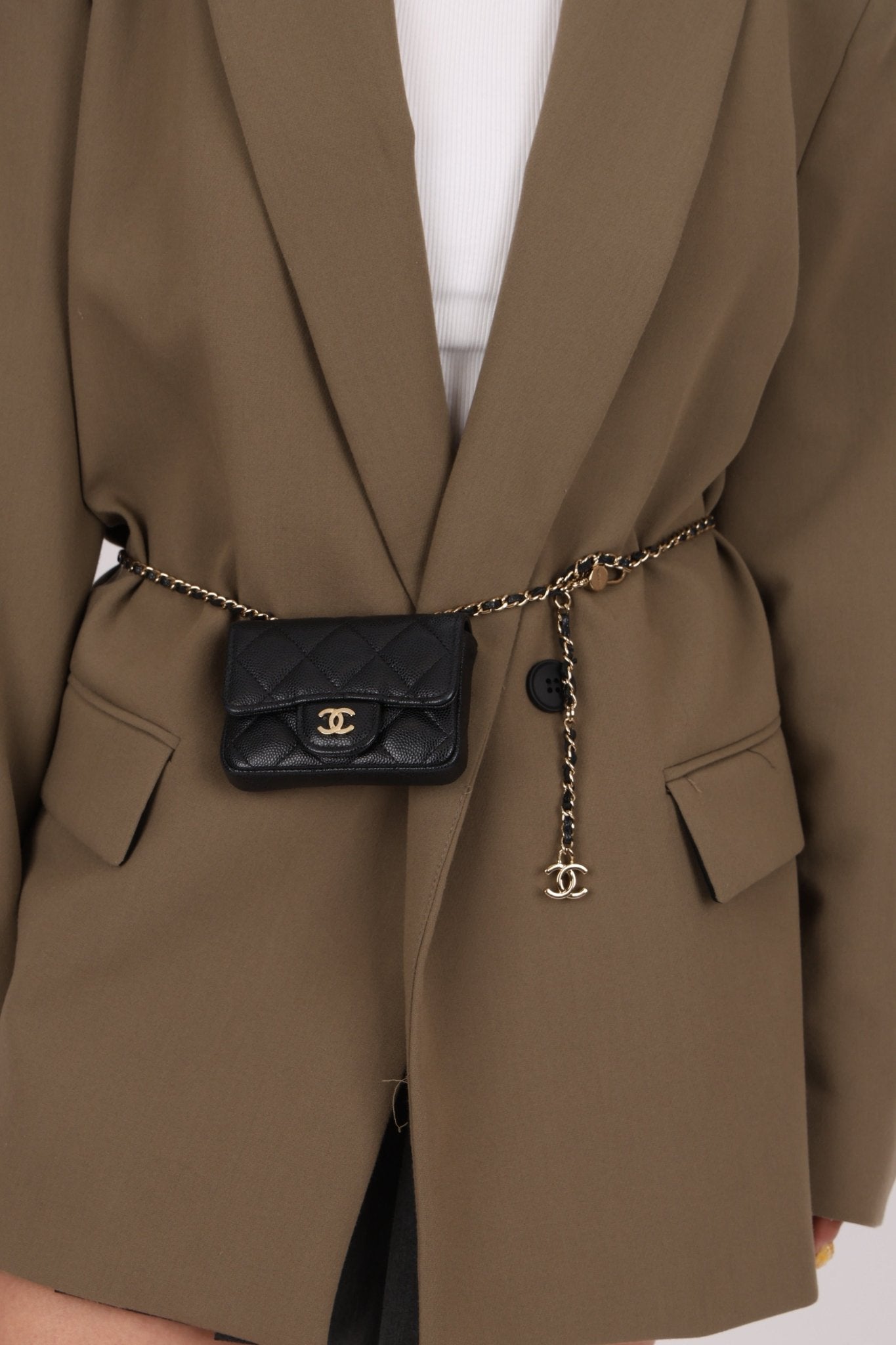 Chanel 21B Caviar Micro Flap Waist Bag - FashioNica