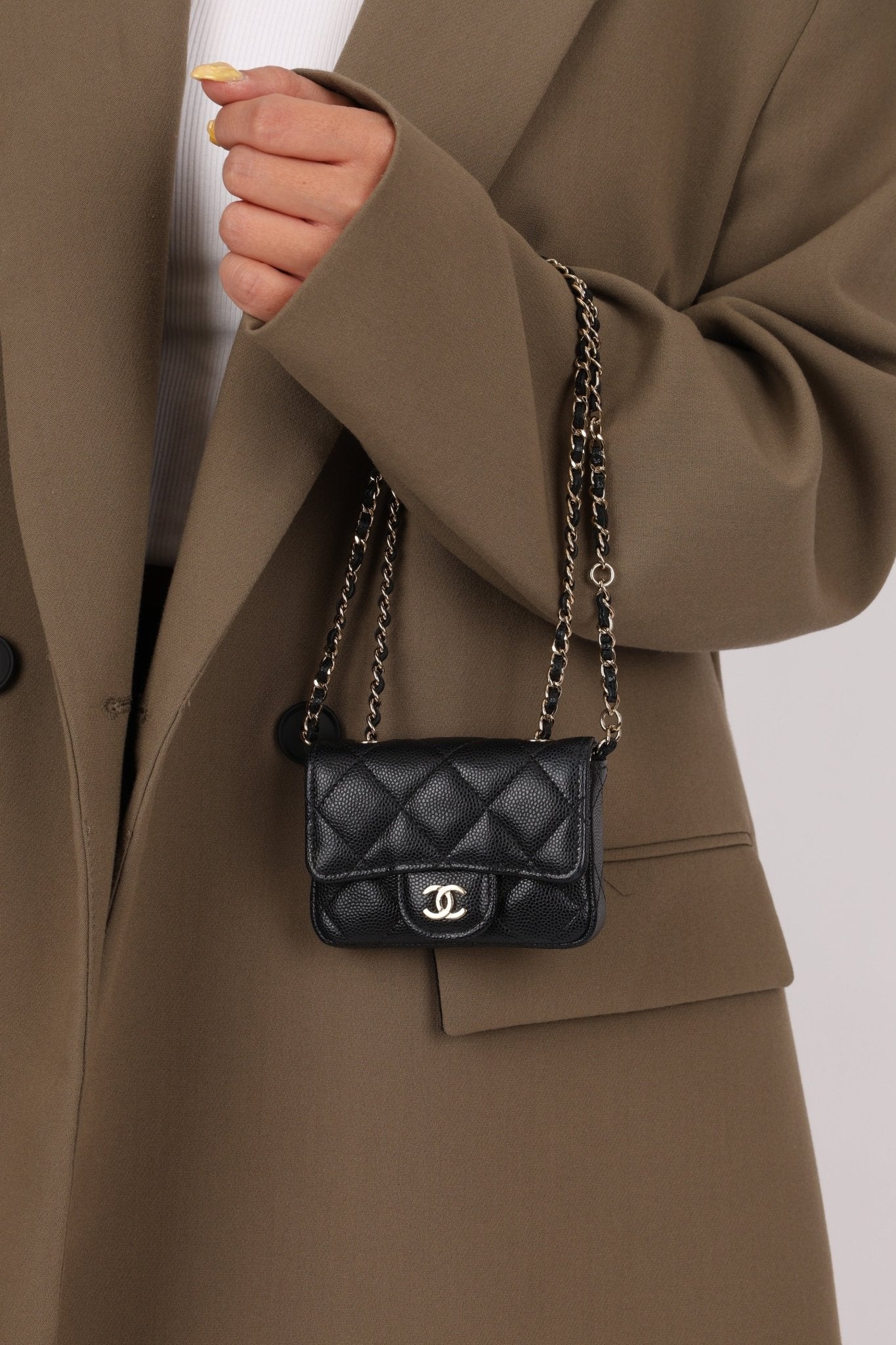 Chanel 21B Caviar Micro Flap Waist Bag - FashioNica