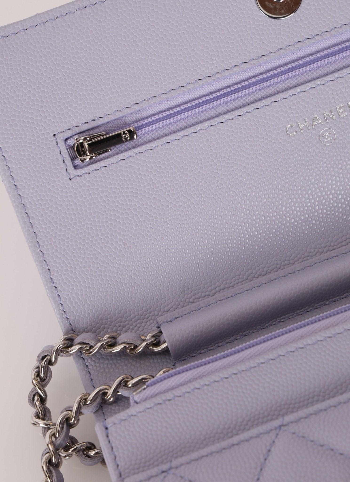 Chanel 21K Lavender Caviar Wallet on Chain - FashioNica