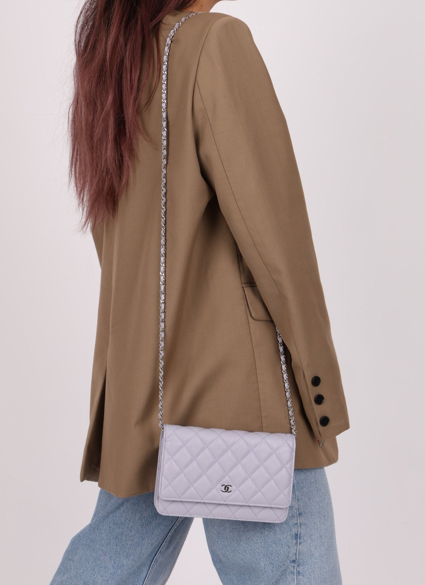Chanel 21K Lavender Caviar Wallet on Chain - FashioNica