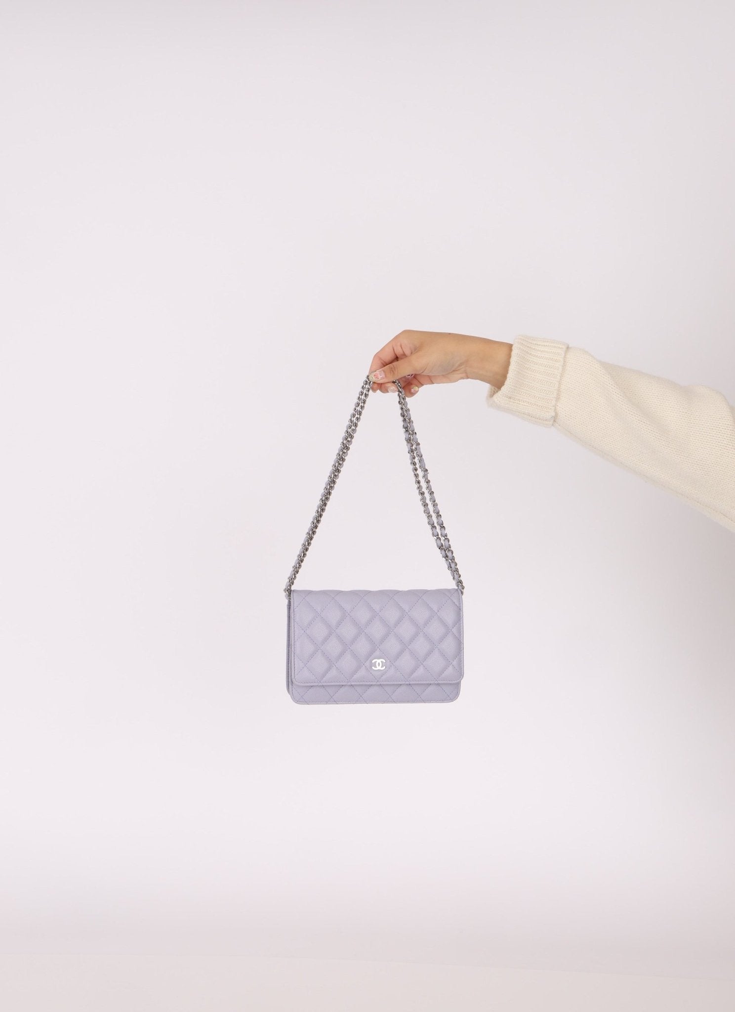 Chanel 21K Lavender Caviar Wallet on Chain - FashioNica