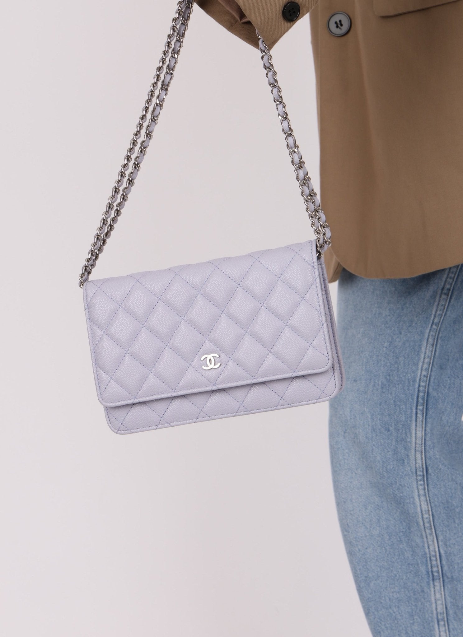 Chanel 21K Lavender Caviar Wallet on Chain - FashioNica