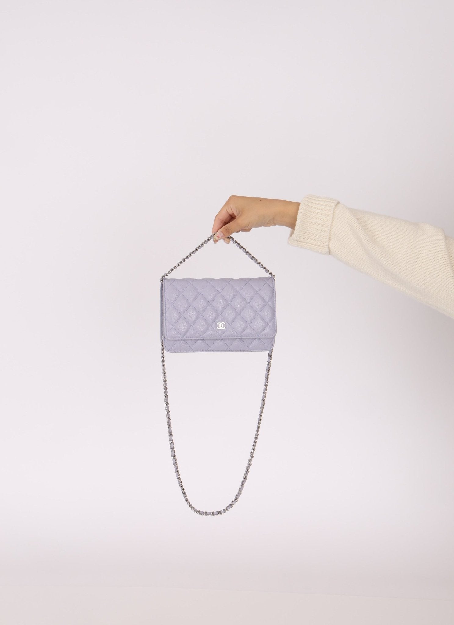 Chanel 21K Lavender Caviar Wallet on Chain - FashioNica