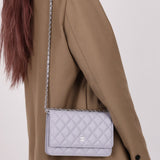 Chanel 21K Lavender Caviar Wallet on Chain - FashioNica