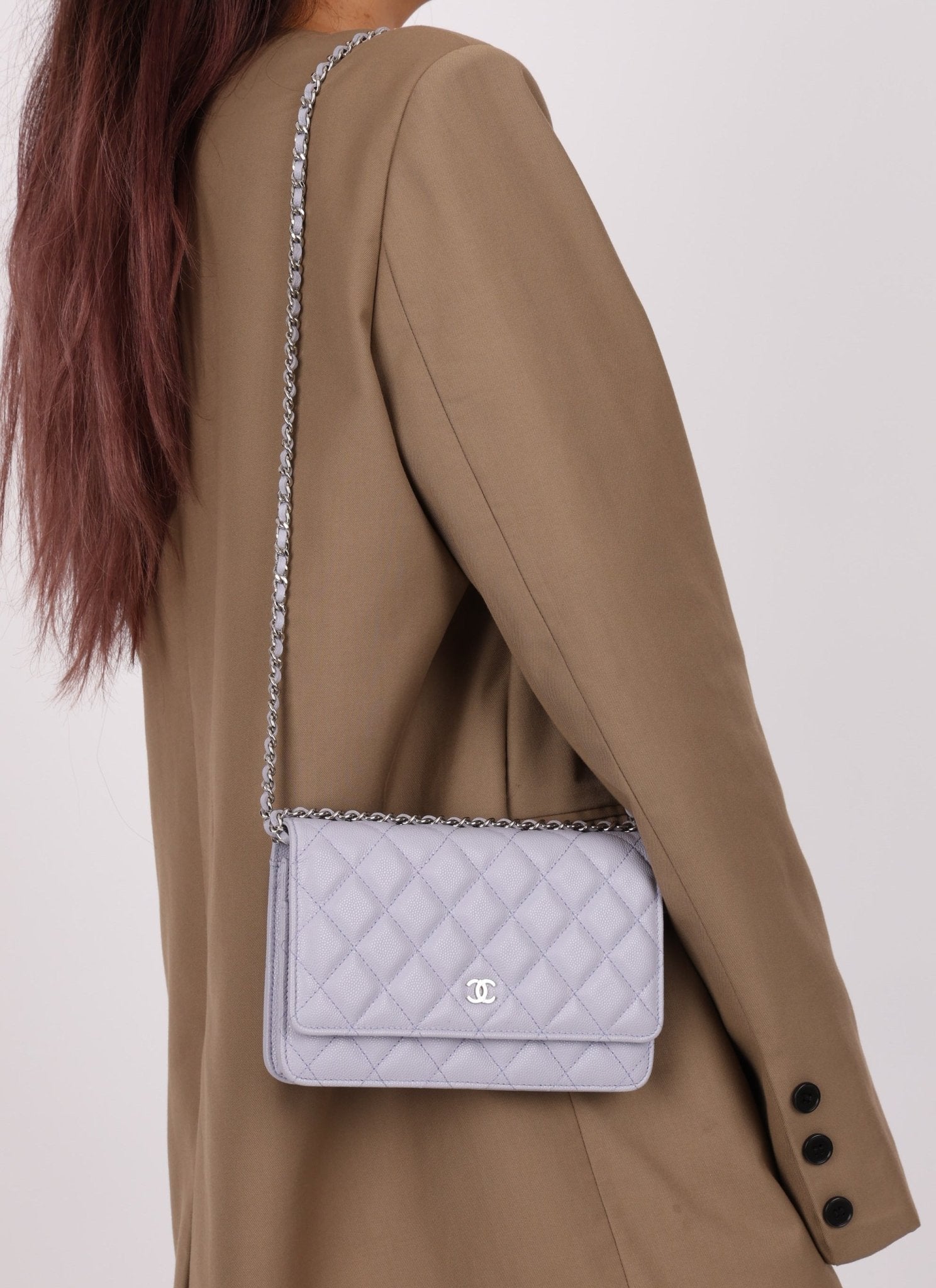 Chanel 21K Lavender Caviar Wallet on Chain - FashioNica