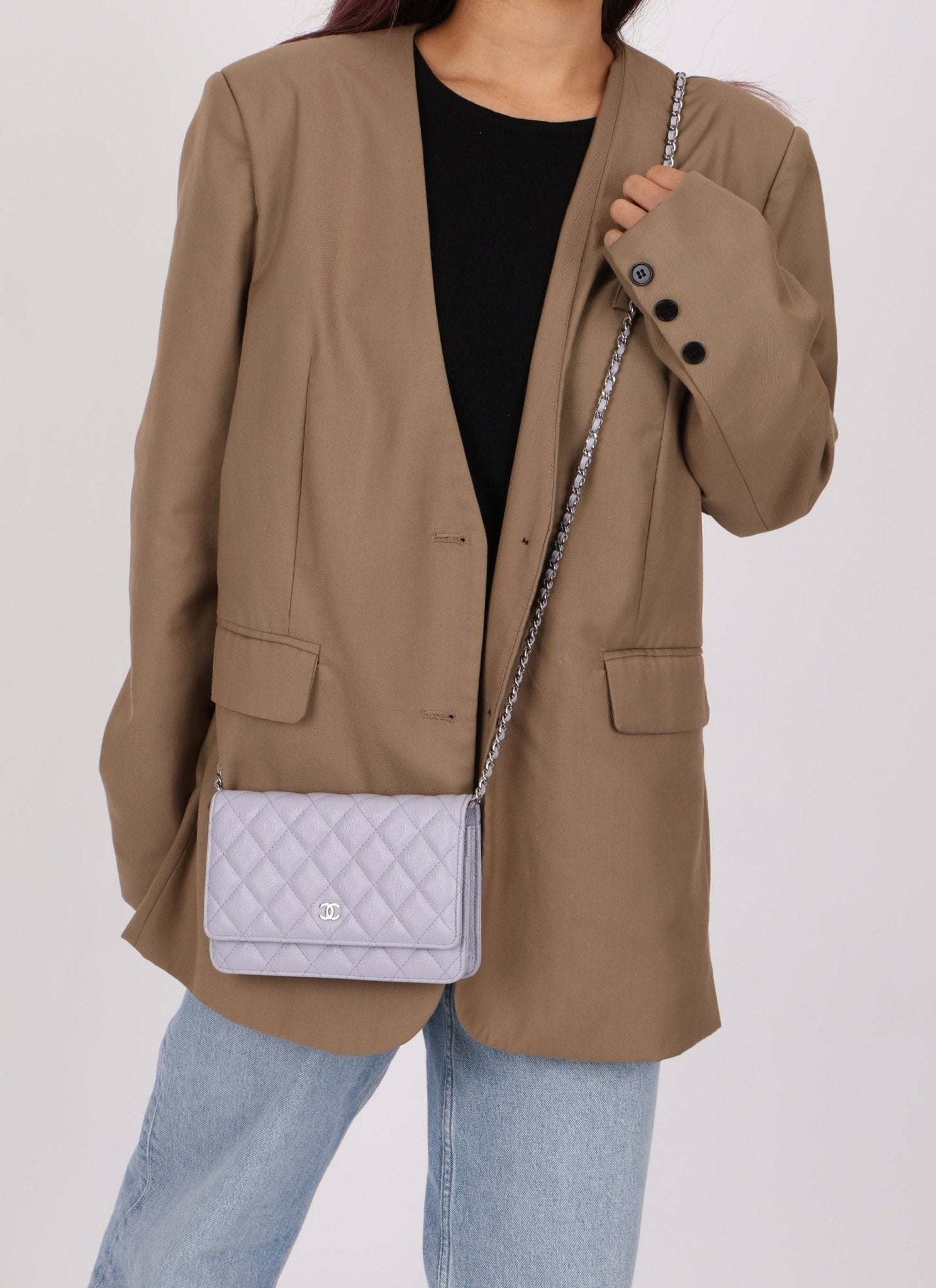 Chanel 21K Lavender Caviar Wallet on Chain - FashioNica