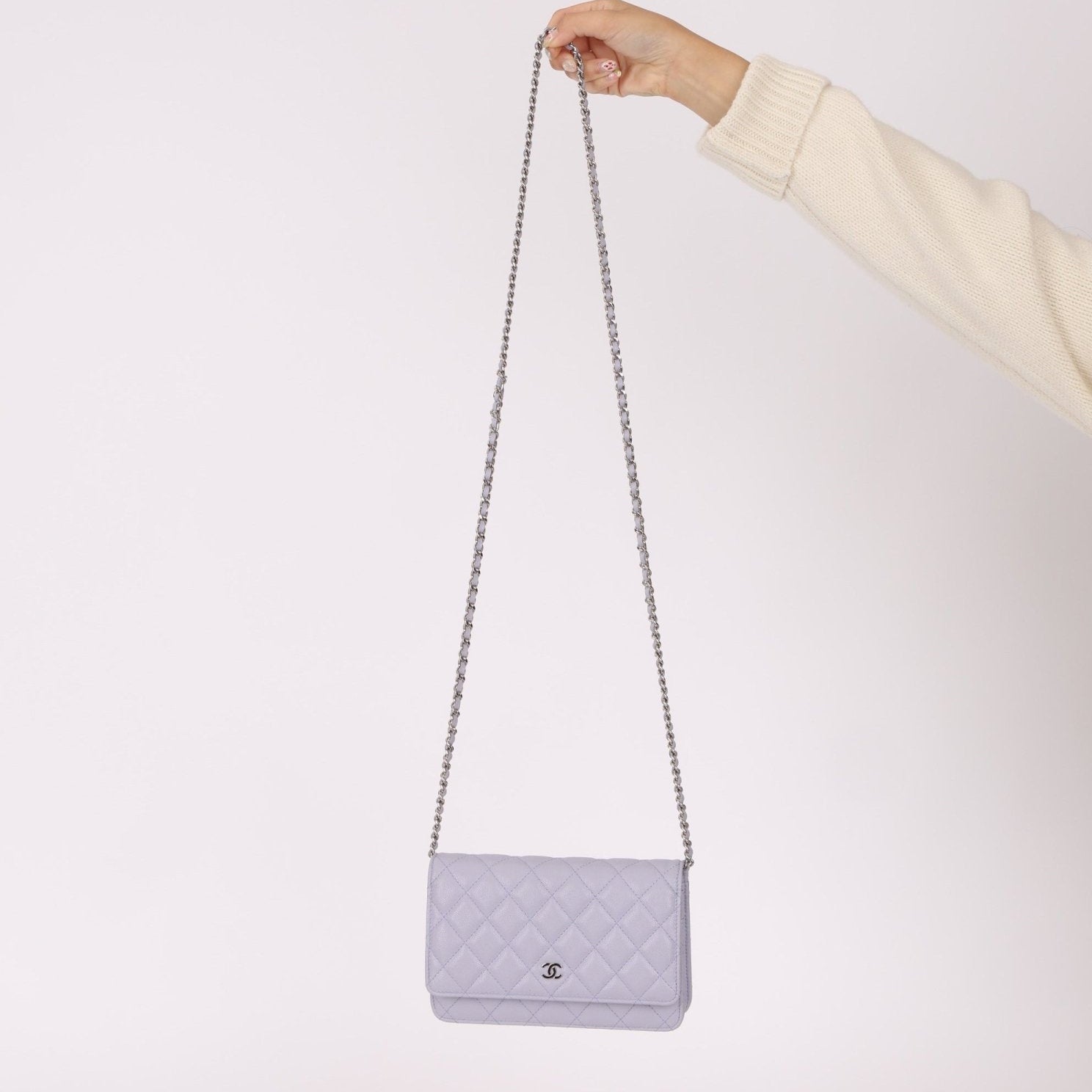Chanel 21K Lavender Caviar Wallet on Chain - FashioNica